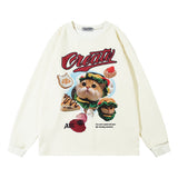 Men Hoodie Kitten Printed Crew Neck Sweatshirt Boys Loose Top Pullover Shirt