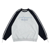 Men Hoodie Letter Gradient Printing Color-Block Crew Neck Sweatshirt