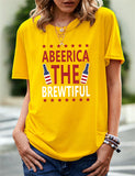 Women's Independence Day T Shirt Pattern Printed Short-Sleeved T-shirt