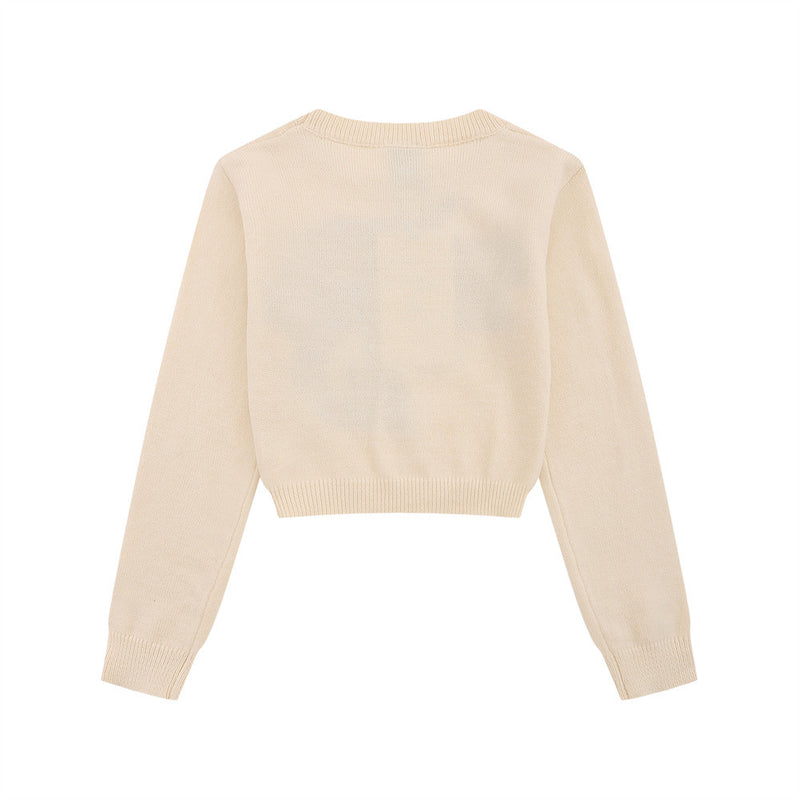 Women Sweater Short Sweater for Girls Spring and Autumn Leisure round Neck Long Sleeve