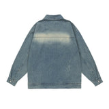 Men Denim Jacket Denim Jacket Men's Spring and Autumn Washed-out Vintage Loose Lapels Jacket