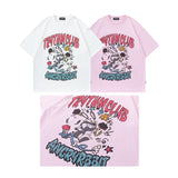 Men T Shirt Vintage Cartoon Print Couple Short Sleeve T-shirt Men and Women Hip Hop
