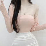Women Long Sleeve Shirt Vest Long Sleeve Cardigan Two-Piece Suit