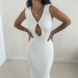 Women Sweater Dress Sexy Cutout Tight Skirt Knitted Spring/Summer
