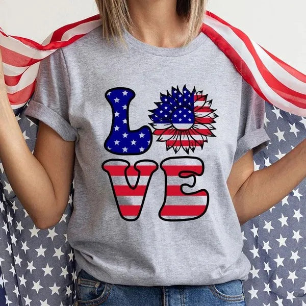 Women's Independence Day T Shirt round Neck Short Sleeve T-shirt Women's Top