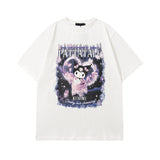 Men T Shirt Retro Cartoon Couple Short Sleeve T-shirt Men and Women Loose
