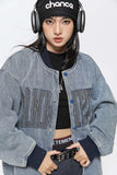 Unisex Jacket Fall Stand Collar Stitching Denim Jacket Women's Clothing