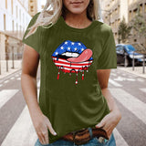 Women Independence Day T Shirt Printed Short-Sleeved Top Female Summer