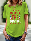 Women's Independence Day T Shirt Pattern Printed Short-Sleeved T-shirt
