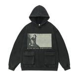 Men Hoodie Distressed Washed Hooded Sweater