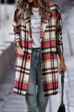 Plaid Trench Coat Women's Lapel Pocket Plaid