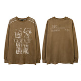 Men Long Sleeve Shirt Letter Printed round Neck Long Sleeve T-shirt Men Loose All-Matching Top