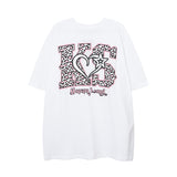 Men T Shirt Fashion Brand Leopard Print Letter Print Couple Short Sleeve T-shirt Men and Women
