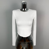 Women Long Sleeve Shirt round Neck Short Long-Sleeved Bottoming Shirt