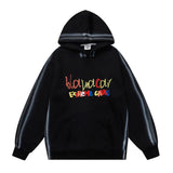 Men Hoodie Outline Inkjet Graffiti Letters Printed Hoodie