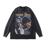 Men Long Sleeve Shirt Vintage Vintage Washed Distressed Long Sleeve Bottoming T-shirt Men and Women Hip Hop
