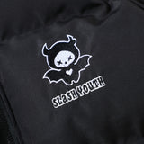 Men Cotton Mixed Jacket Coat Little Devil Hooded Cotton Jacket Male Winter Loose Cotton Jacket Coat