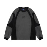 Men Hoodie round Neck Sweater Men's Spring and Autumn Stitching Loose Sports Long Sleeve Pullover