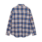 Men Long Sleeved T Shirt Plaid Long Sleeve Shirt Men's Spring and Autumn Loose Shirt Letter Embroidery Casual