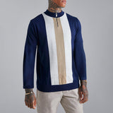 Men Sweater Casual Jacket Long-Sleeved Slim Jacquard Knitted Sweater