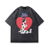 Men T Shirt Hip Hop Niche Print Distressed Short Sleeve T-shirt Men and Women Vintage