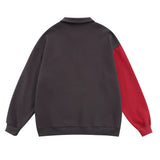 Men Hoodie Embroidered Letter Lapel Sweater Long Sleeve Polo Collar Pullover