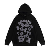 Men Hoodie Paste Cloth Embroidery Letters Hooded Pullover