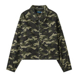 Men Denim Jacket Men's Loose Hole Denim Camouflage Coat