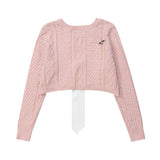 Women Sweater Short Sweater Girls Autumn Casual Twist Long Sleeve