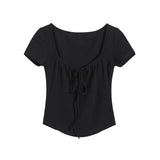 Women T-Shirt Short-Sleeved T-shirt Women's Short Slim High Waist Top