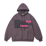 Men Hoodie Autumn and Winter Hooded Cardigan Sweater Men's Letters Puff Print Loose Zip Coat