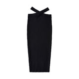 Women Skirt Vintage Waist Knitted Dress Slimming Skirt