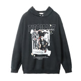 Men Hoodie Printed Washed Distressed Hooded Sweater Men's Hip Hop Loose Pullover
