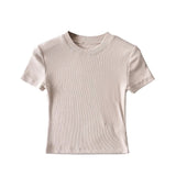 Women's T-Shirt Summer round Neck Tight Short-Sleeved T-shirt