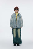 Unisex Jacket Autumn Affixed Cloth Embroidered Denim Coat Women's Clothing