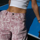 Women Cargo Pants Autumn and Winter Retro Style Printed Jeans