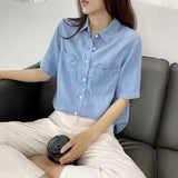 Women T-Shirt Vintage Denim Shirt Women Summer Loose Design