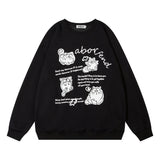 Men Hoodie Cartoon Kitten Printed Crew Neck Sweatshirt Boys