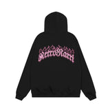 Men Hoodie Flame Letter Embroidered Hooded Coat Masked Zipper Cardigan Sweater