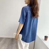 Women T-Shirt Vintage Denim Shirt Women Summer Loose Design