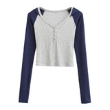 Women T-Shirt Autumn Long Sleeve V-neck Short Hood T-shirt