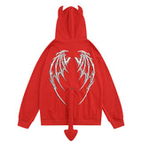 Men Hoodie Devil Horn Hoodie Coat Skeleton Printed Hood Coat Autumn and Winter