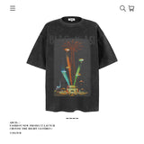 American vintage street T-shirt summer men's loose pure cotton