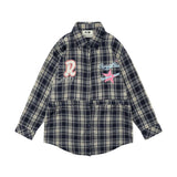 Women Long Sleeve Shirt Women's Button Stitching Embroidered Loose Long Sleeve