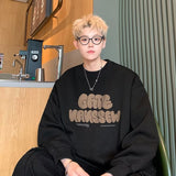 Men Hoodie Crew Neck Pullover Sweatshirt Men's Autumn Letters Loose Casual