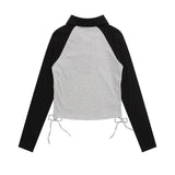 Women Long Sleeve T-Shirt Long Sleeve T-shirt Half Zipper Sleeve Women's Short