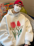 Men Hoodie Vintage Tulip Sweater Men's Spring and Autumn Hooded Couple Jacket