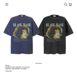 American vintage street T-shirt pure cotton retro men's and women's summer loose