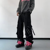 Men Sweatpants Zipper Decorations Pants Straight Cargo Pants Casual Pants