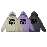 Men Fleece Lined Hoodie Embroidered Letter Hooded Sweater Men's Ins Loose Casual Autumn and Winter